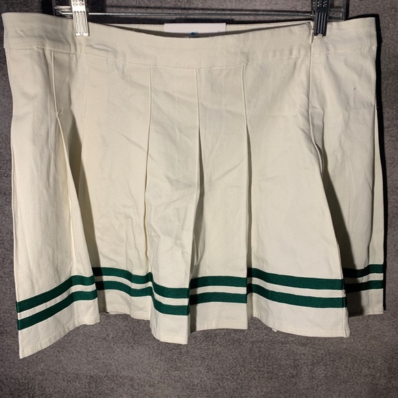 Prince Pickleball Women’s Mid-Rise Striped Pleated Mini Skirt - Cream - Picture 5 of 8